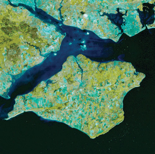 Satellite image of the Solent
